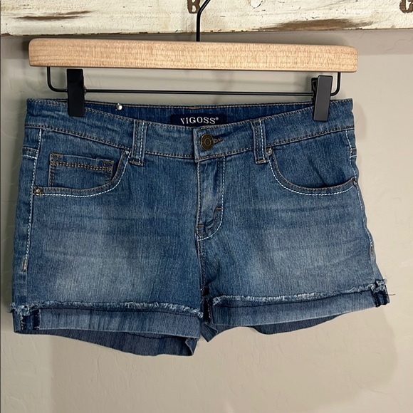 Vigoss Jean Shorts Girls Cuffed Hem Fray Soft Light Blue Vintage Y2K 12 - Picture 1 of 11
